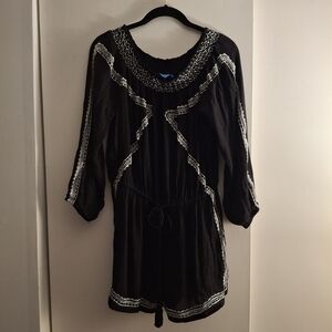 Blue Island women's Black And White Embroidered Romper